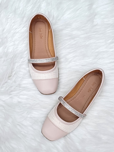 Sapatilha Bicolor com Tira de Strass