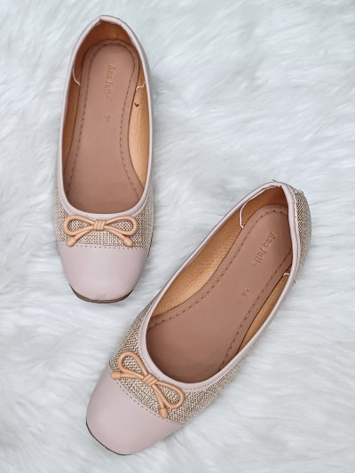 Sapatilha Feminina Nude Chic com Laço Texturizado